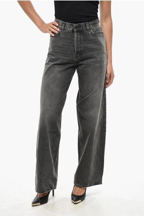 Haikure Dark Wash Wide Leg BETHANY Jeans with Ton on Ton Button 27cm size 24