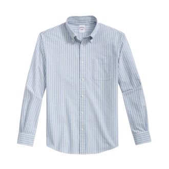 Brooks Brothers Blue Striped Regular Fit Oxford Cloth Friday Sport Shirt - male - Brooks Brothers - Casual Shirts - Blue - 2XL - Shirts