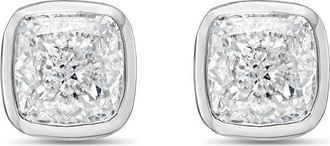 Diana M. Jewels 14KT WHITE GOLD LAB GROWN CUSHION CUT STUDS IN A BEZEL SETTING WEIGHING 8.00 CTS TW