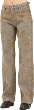 Vicolo Sage Green Cotton Straight-Leg Jeans