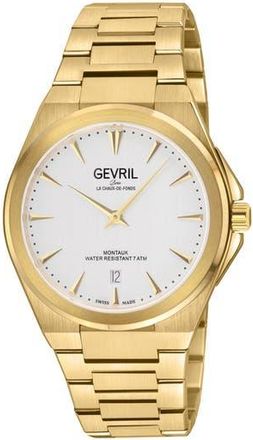 Gevril Group Montauk Stainless Steel Bracelet Watch, 40mm in White/Gold at Nordstrom Rack