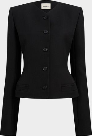 Khaite Nara Collarless Single-Breasted Wool Jacket