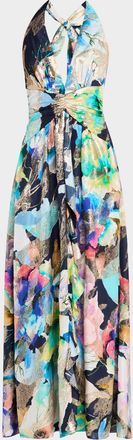 Ramy Brook Stefanie Metallic Jacquard Halter Gown