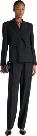 Liviana Conti Double-Breasted Blazer - Dames - Blazers - Zwart - L - Wol - Jassen