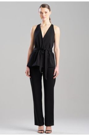 Natori Double Knit Belted V Neck Jumpsuit in Black at Nordstrom, Size X-Large