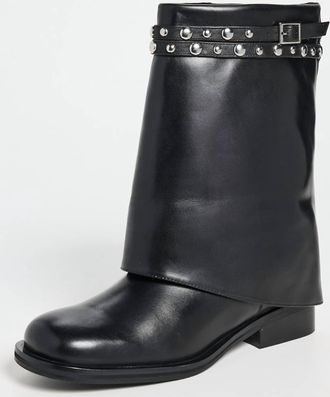 Free People Womens Scorpio Studded Foldover Boot In Black