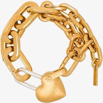 AMBUSH Gold-Plated Heart Padlock Bracelet - Mens - Gold Plated Sterling Silver