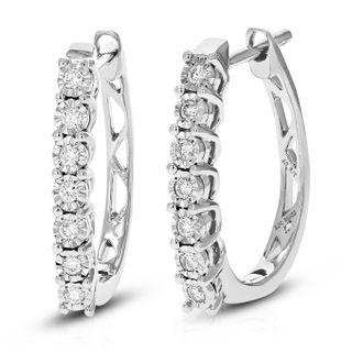 Vir Jewels 1/5 cttw Lab Grown Diamond Hoops Earrings in Sterling Silver With Clip On Backs For Women
