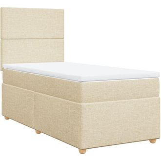 vidaXL Vidaxl - Cama Box Spring Con Colch&oacute;n Tela Color Crema 80x200 Cm