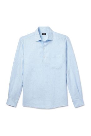 Ermenegildo Zegna Oasi Linen Half-Placket Shirt