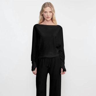 Enza Costa Jersey Dolman Top In Black Enza Costa