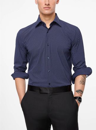 BOSS Mens Performance geometric mini-pattern shirt