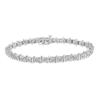 House of Brilliance Silver 1.0 Ctw Diamond S-Curve Link Miracle-Set Tennis Bracelet at Nordstrom, Size 7