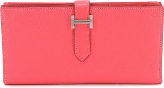 Hermès Rose Azalee Chevre Leather Long Wallet (Bi-Fold) (Pre-Owned)