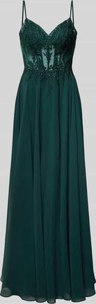 Luxuar Luxuar Regular Fit Abendkleid mit floralem Spitzenbesatz in Dunkelgruen, Größe 34