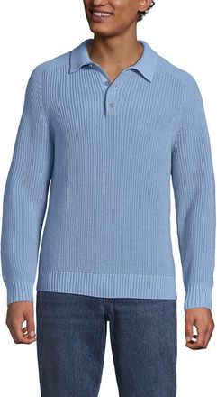 Lands End Long Sleeve Drifter Polo Sweater in Oasis Blue at Nordstrom, Size Xx-Large