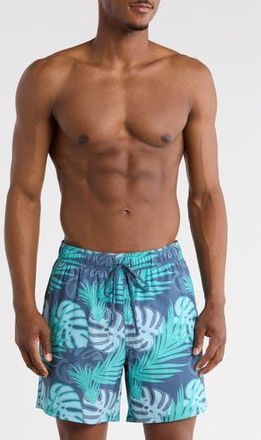 Rainforest Palm Swim Trunks in Bering Sea/Sky Blue/ at Nordstrom Rack, Size X-Large