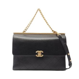 Chanel Pre-owned Matelasse Lamsleer 2way Schoudertas - Dames - Pre-owned - Zwart - Maat: ONE Size Leer
