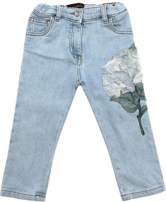 Dolce & Gabbana Girls Denim Flower Embroidered Jeans Size 12-18 Months