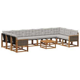 vidaXL Conjunto De Sof&aacute;s De Exterior 11 Uds. Natural Y Gris Claro Vidaxl