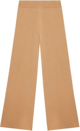 Brooks Brothers Lamswollen Gebreide Broek - Dames - Wijde Broeken - Beige - XS - Wol - Broeken