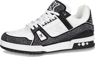 Louis Vuitton LV Trainer Sneakers Black White Rhinestones 1ABM04