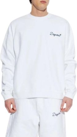 Dsquared2 D2 Signature Relax Fit Crewneck - Heren - Sweatshirts - Wit - M - Katoen - Hoodies & sweatvesten