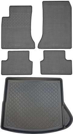 OEM Mercedes Cla Shooting Brake / Kombi (5 Puertas) De 01.2015 A 08.2019 Set - Alfombrillas De Goma Para Coche + Alfombrilla Para Maletero