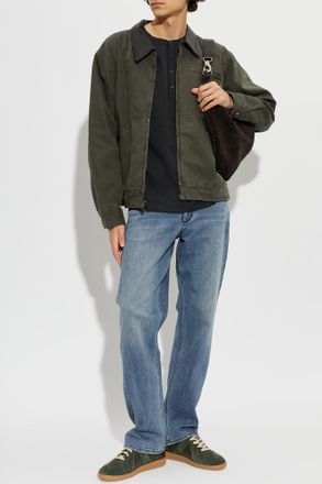 Rag & Bone Jacket With A Leather Collar, Mens, Green