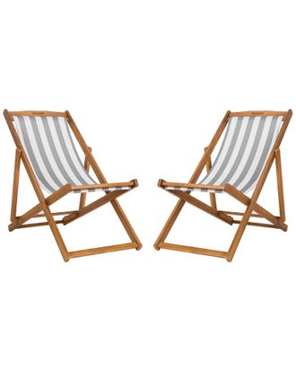 Safavieh Loren Set Of 2 Outdoor Foldable Sling Chairs