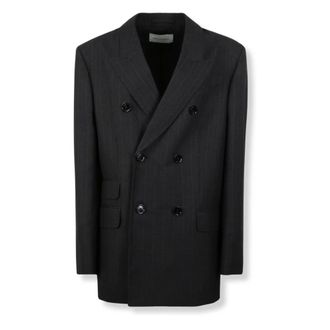 Ami Blazer doppiopetto in lana a righe - - Jackets - Donna - Nero - S