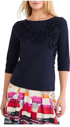 Nic+Zoe Mesh Applique Top Womens Clothing Dark Indigo : XS, Cotton/Spandex