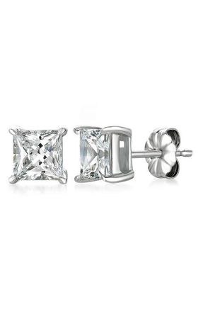 Crislu Princess Cubic Zirconia Stud Earrings in Platinum at Nordstrom