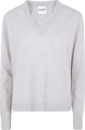 Kujten Lita V Neck - Dames - Cashmere truien - Grijs - S - Wol - Truien & Vesten