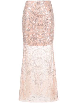 Self Portrait Rok verfraaid met kralen - Beige