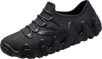 Generic Men Ankle Rain Boots Comfortable Anti Slip Lightweight Hiking Shoes Slip-On Ankle Boots Mesh Breathable Walking Shoes (Black, 6.5)