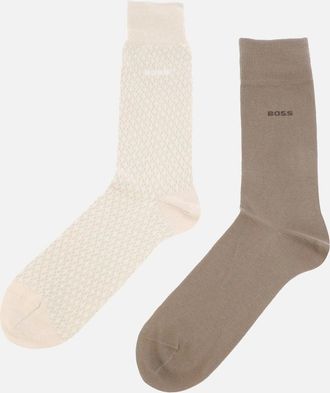 HUGO BOSS Mens 2 Pack of Mini Pattern Socks - Cream - Size: 6/5.5/7/6.5/7.5/8