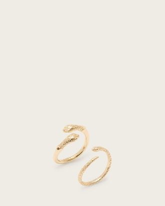 AllSaints Serpent Textured Ring Set