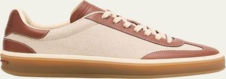 Loro Piana Tennis Walk Canvas and Leather Sneakers