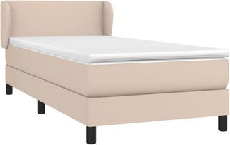 vidaXL Cama Box Spring Con Colch&oacute;n Cuero Sint&eacute;tico Capuchino 100x200cm Vidaxl