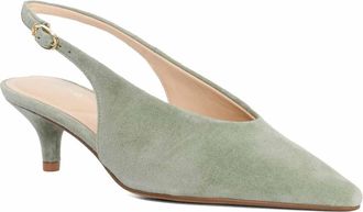 Dune London Ladies CREDIBLITY Leather Kitten Heel Sling-Backs Size UK 3 Suede Slingbacks Green
