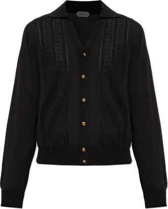 Versace Zijden Cardigan - Heren - Vesten - Zwart - S - Leer - Truien & Vesten