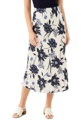 Karen Kane Floral Bias Cut Satin Midi Skirt in Print at Nordstrom, Size X-Large