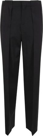 Balmain Pleated Grain De Poudre Broeken - Heren - Nette broeken - Zwart - M - Wol - Broeken