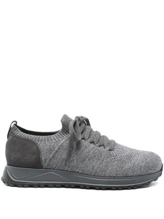 Doucal's panelled sneakers - men - Fabric/Leather/Rubber - 43.5 - Grey