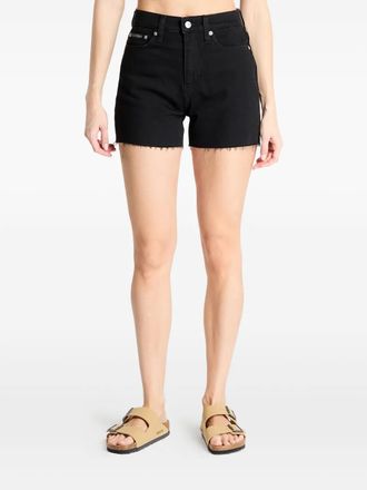 Calvin Klein Gerafelde denim mom shorts - Zwart