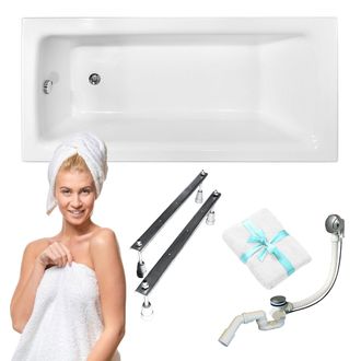 OEM Ba&ntilde;era Rectangular Besco Talia 100x70 Con Sif&oacute;n Y Patas Cromadas