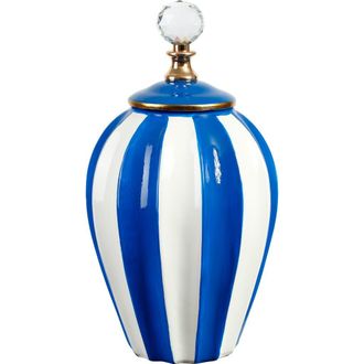 Mark Roberts Classis Stripe Vase with Lid, Large in Royal Blue at Nordstrom