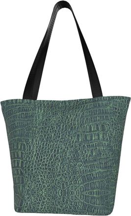 AOOEDM Alligator Skin Seamless Green Texture Tote Bag Women Capacity Shoulder Grocery Shopping Bags