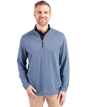 Cutter & Buck Virtue Eco Pique Micro Stripe Recycled Mens Quarter Zip